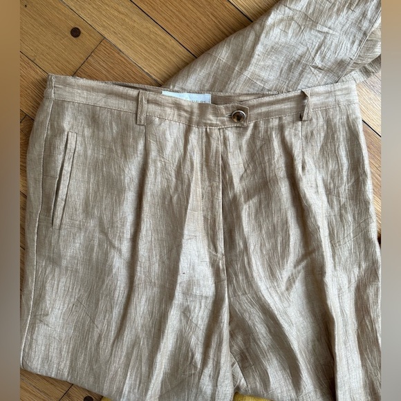 Un Jour Ailleurs Linen Blend Pant Suit Jacket Blazer Gold Metallic US 12 - Picture 10 of 12